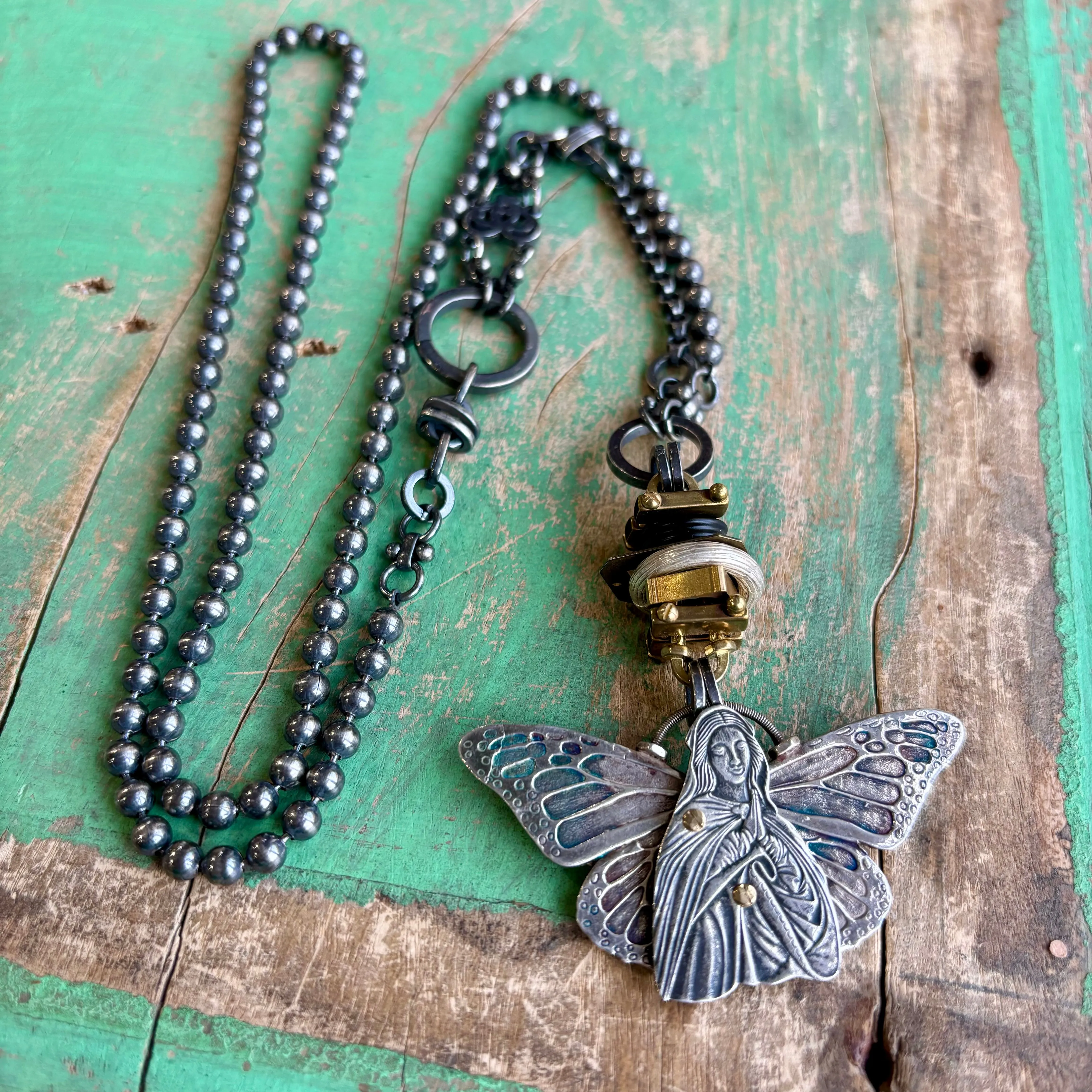 Virgin Mary Butterfly Necklace