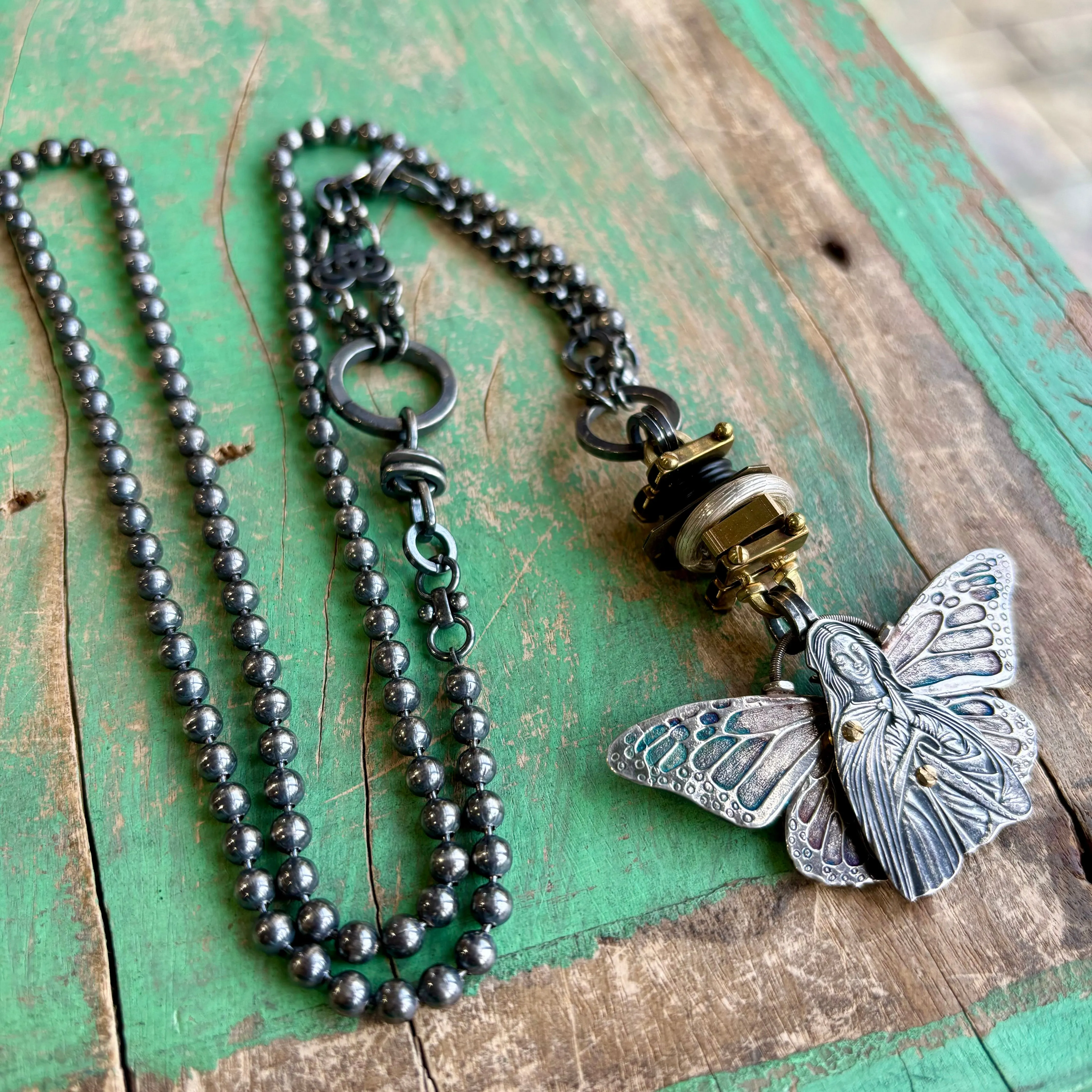 Virgin Mary Butterfly Necklace