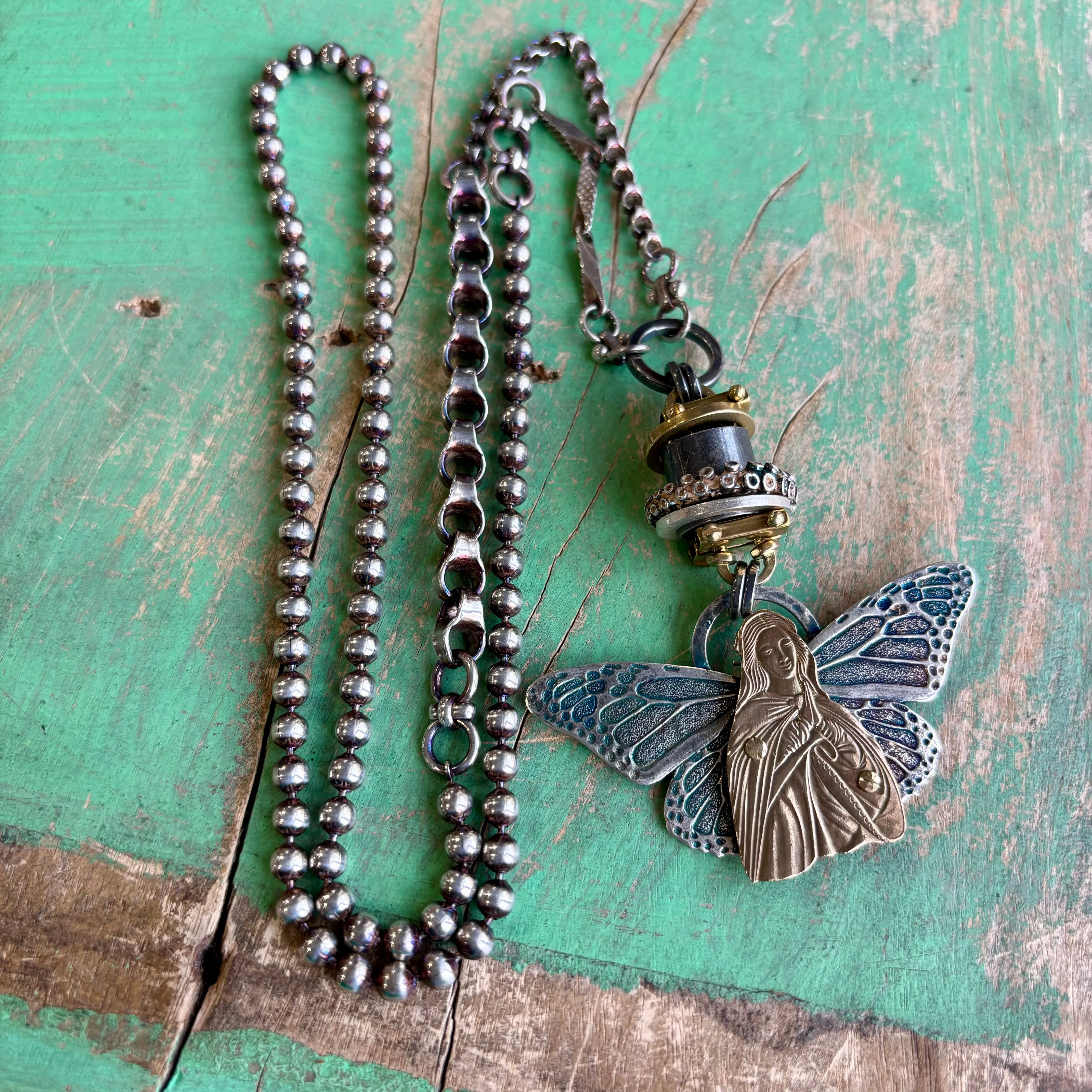 Virgin Mary Butterfly Necklace