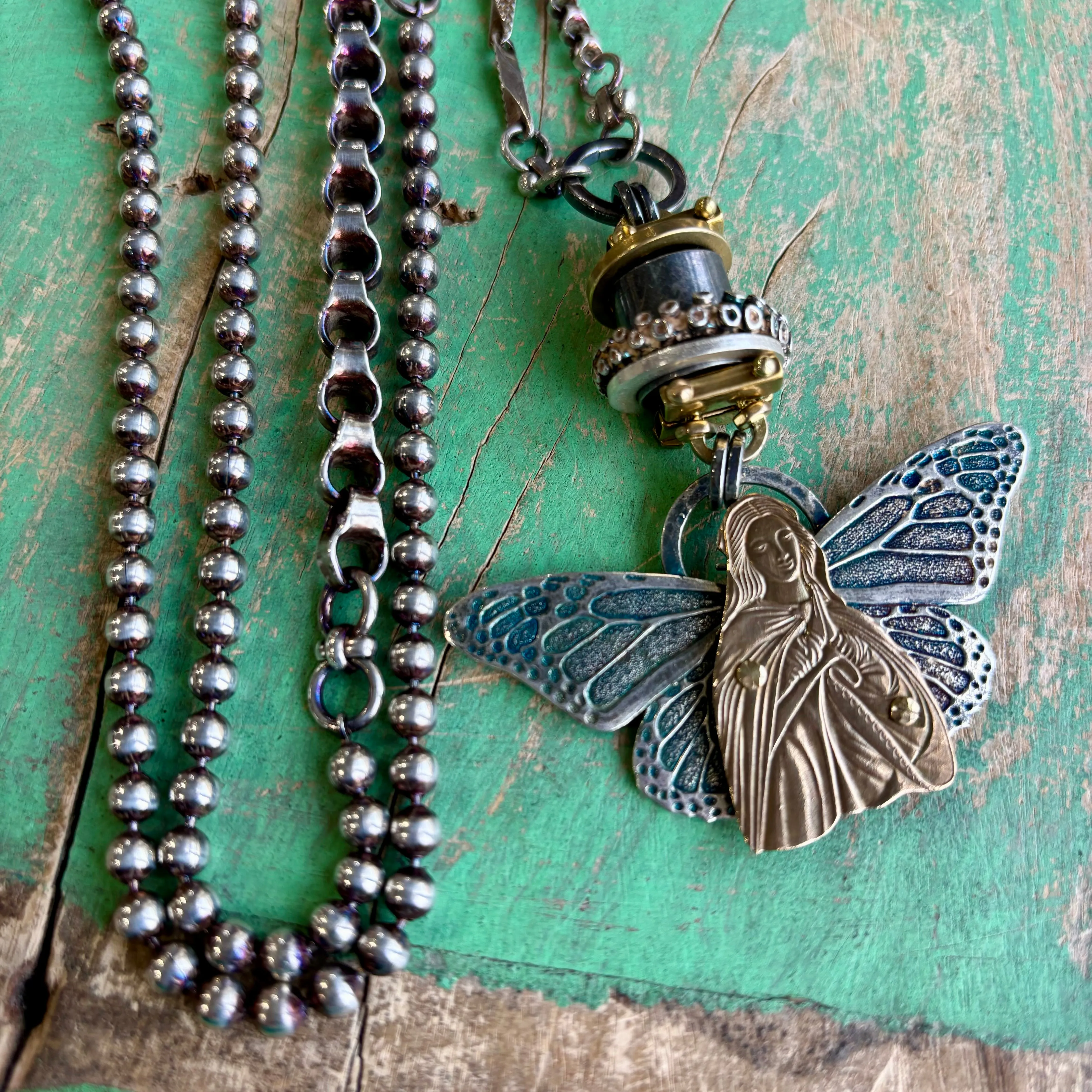 Virgin Mary Butterfly Necklace