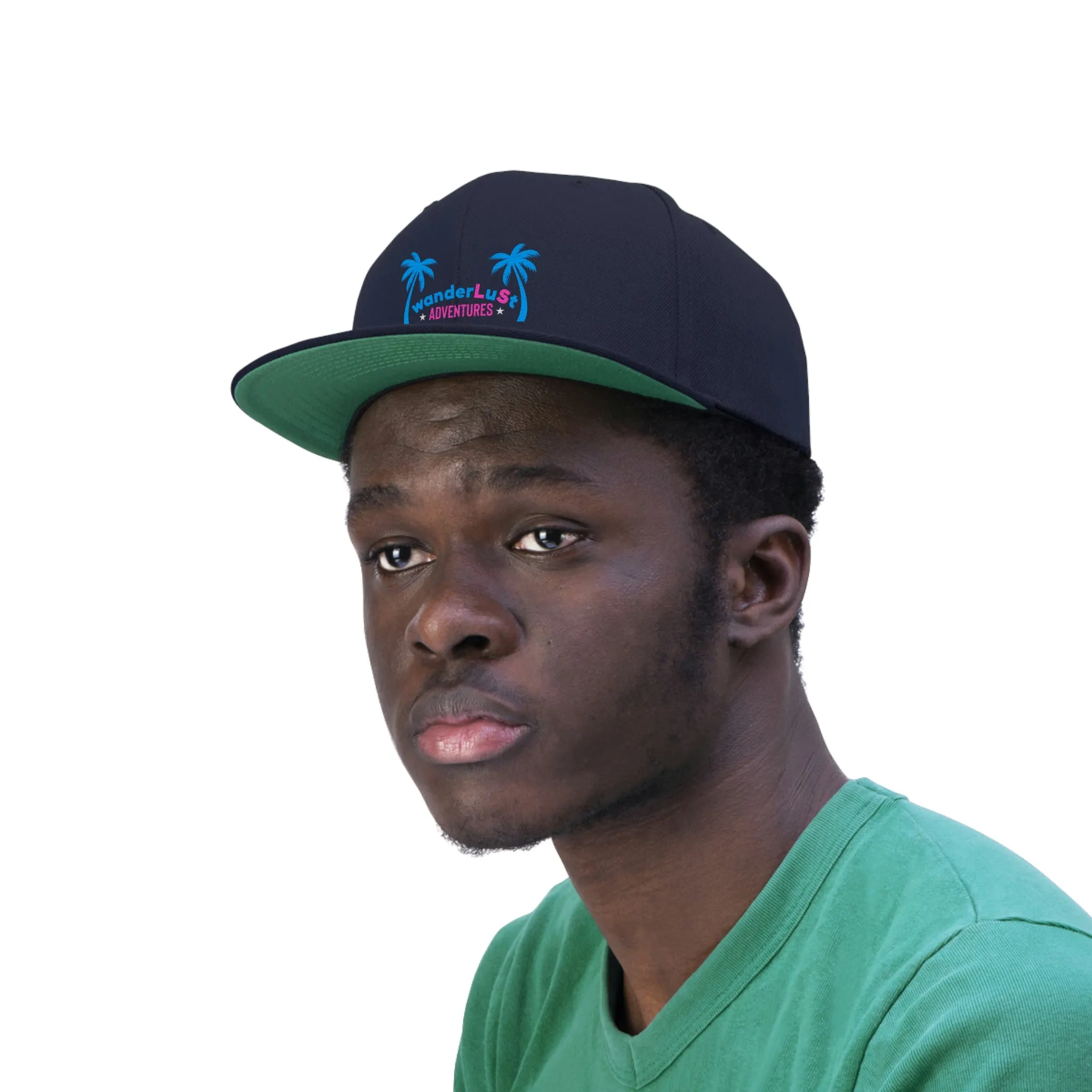 wanderLuSt ADVENTURES Embroidered Unisex Flat Bill Snapback Hat