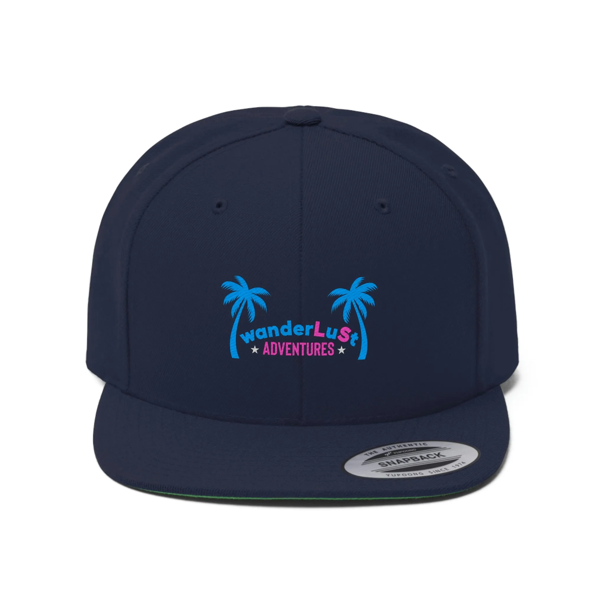 wanderLuSt ADVENTURES Embroidered Unisex Flat Bill Snapback Hat
