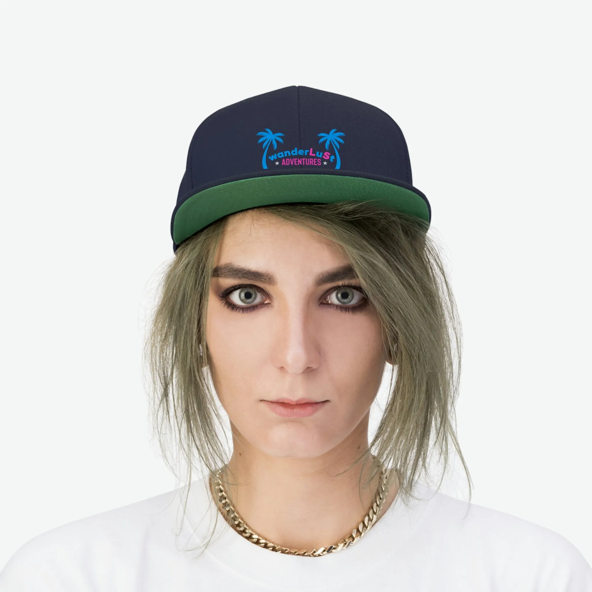 wanderLuSt ADVENTURES Embroidered Unisex Flat Bill Snapback Hat