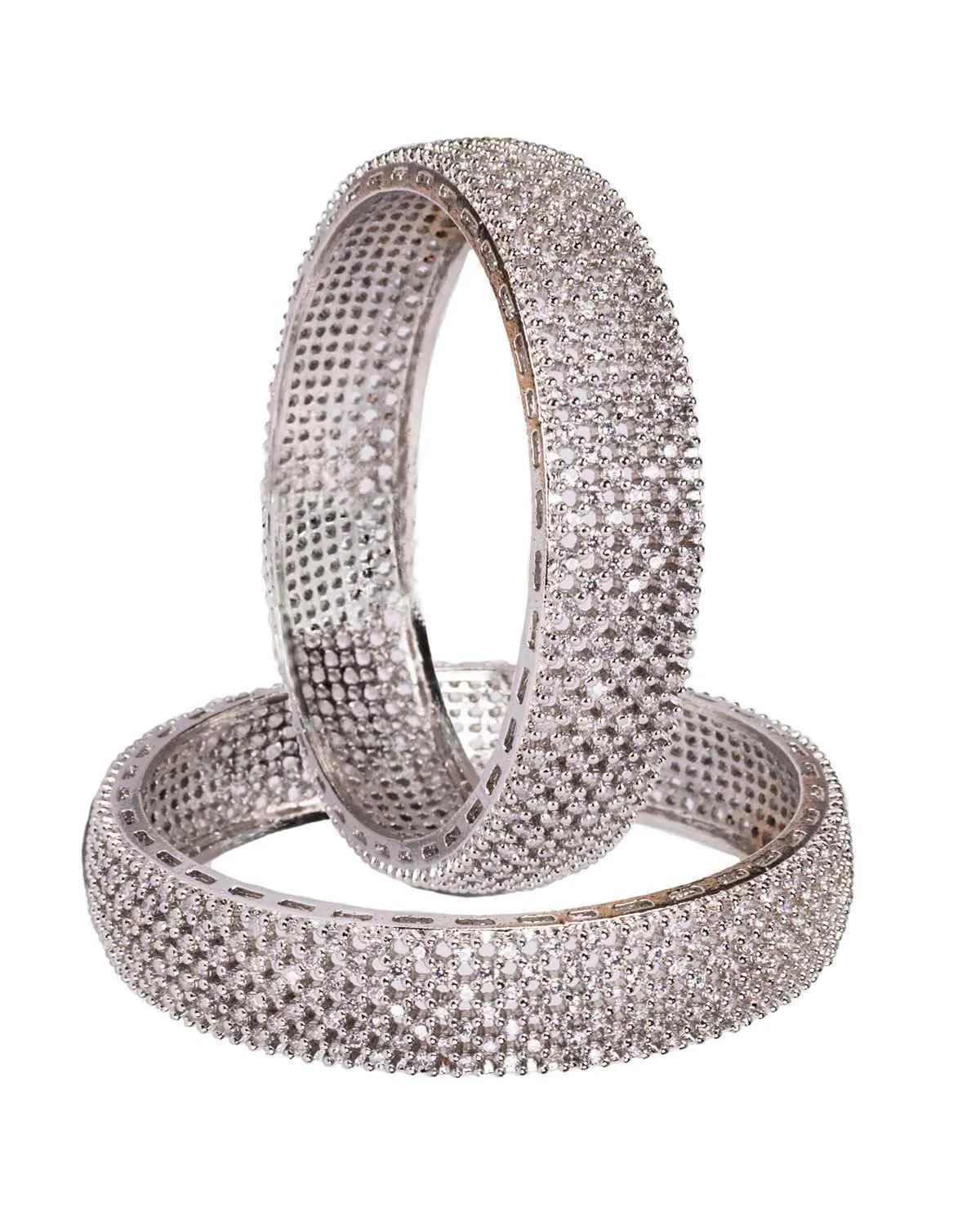 Zevarly Alika Stylish Silver Plated AD Bangles