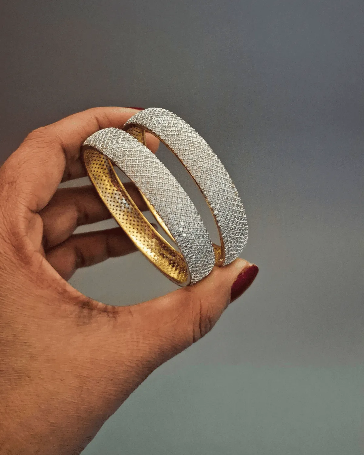 Zevarly Anshika Broad AD Bangles Set